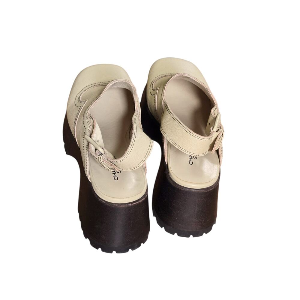 Charlotte Stone Oat Cream Loni Slingback Platform Clog Shoes Size 9 - Picture 5 of 9